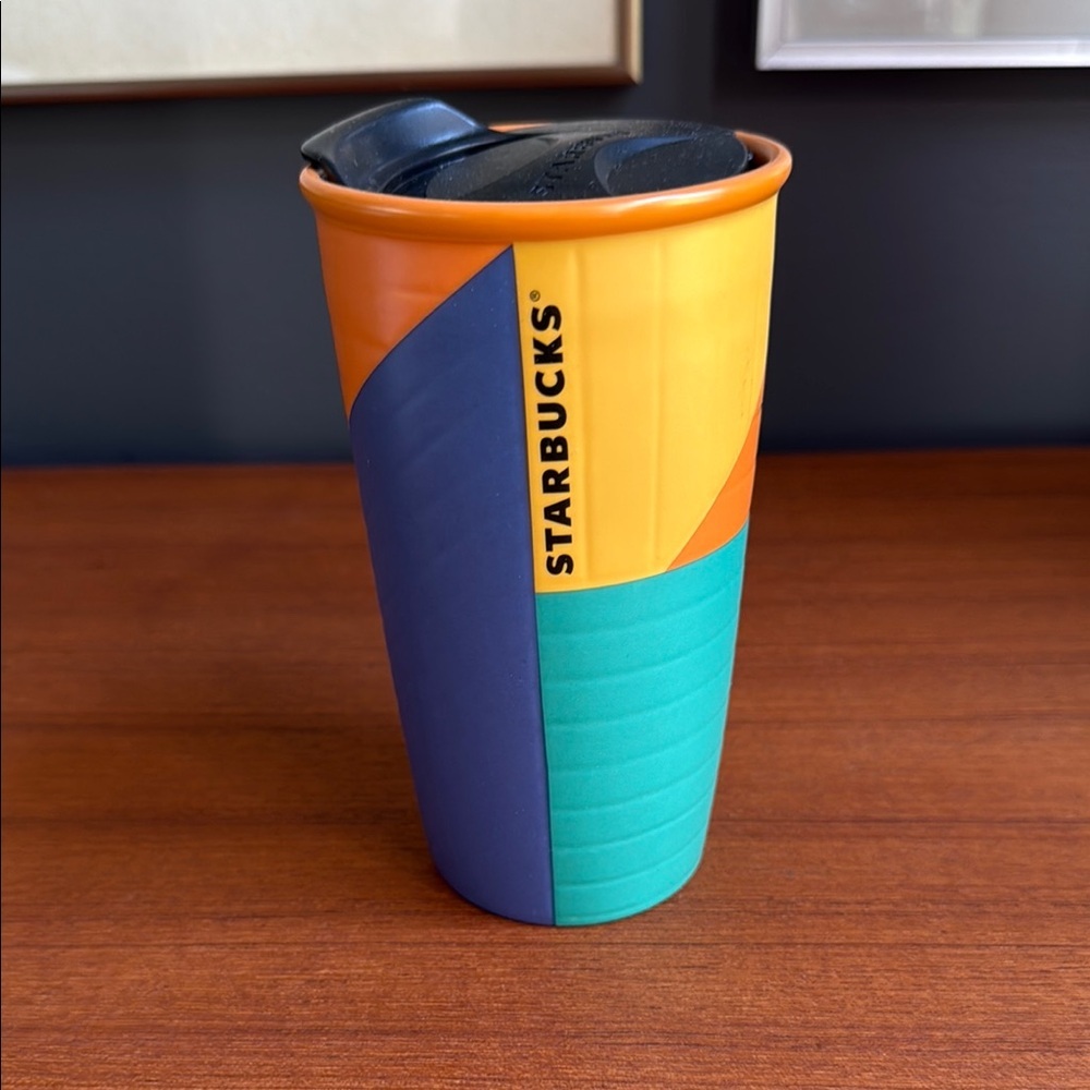 Starbucks PSL Color Block Orange Green Blue Ceramic Tumbler Traveler Mug 10oz